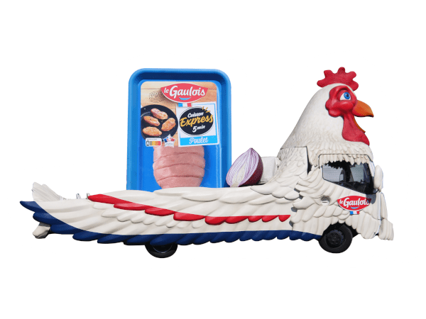 Char "La cocotte express"avec le packaging du filet de poulet tranché Cuisson Express Le Gaulois
