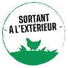 Logo Le Gaulois "Sortant à l'extérieur", démarche s'engageant à ce que les volailles sortent à l’extérieur, tous les jours pour améliorer le bien-être animal, préserver la santé des volailles et respecter l'environnement