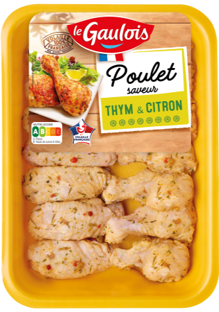 Packaging des ailes de poulet saveur Thym & Citron Le Gaulois Visuel pack des ailes de poulet saveur Thym & Citron Le Gaulois