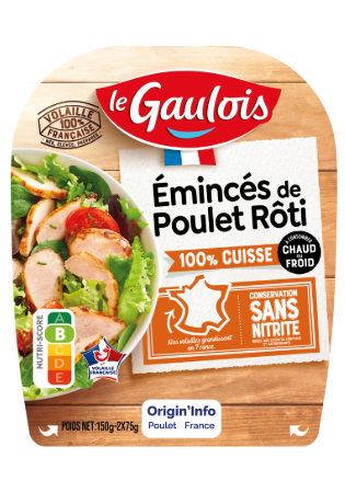 Visuel pack des émincés de poulet rôti 100% cuisse Le Gaulois
