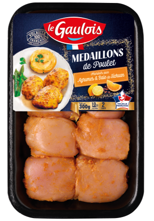 Visuel pack des Médaillons de poulet Agrumes & Baie de Sichuan Le Gaulois