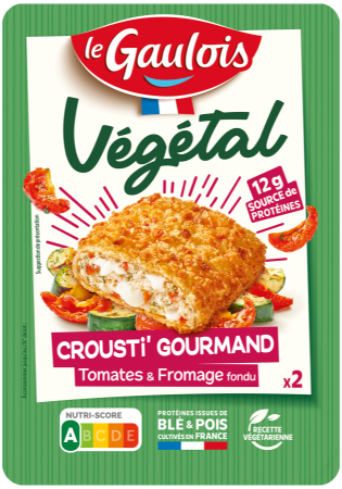 Visuel pack des crousti' gourmand tomates cuisinées et fromage fondu Le Gaulois Végétal