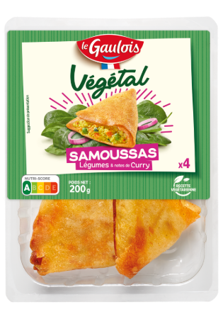 Visuel pack des samoussas aux légumes et notes de curry Le Gaulois Végétal