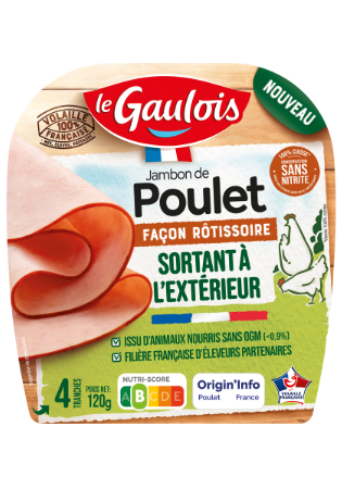 Visuel pack du jambon de poulet 100% filet façon rôtissoire Sortant à l'Extérieur Le Gaulois