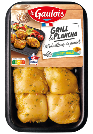 Visuel pack des médaillons de poulet Curry-Coco Le Gaulois
