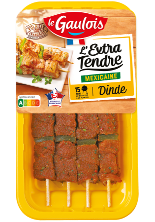 Visuel pack des brochettes de dinde extra tendre mexicaine Le Gaulois