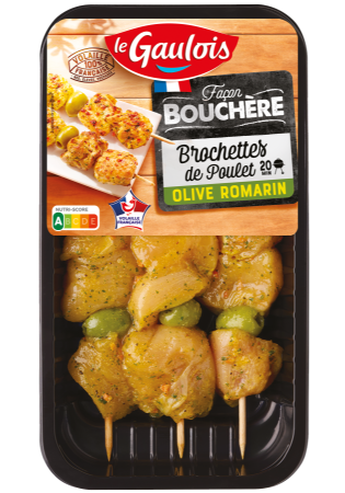 Visuel pack des brochettes façon bouchère de poulet olive-romarin Le Gaulois