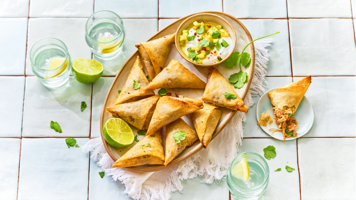 Visuel recette des samossas à l'effiloché d'épaules de lapin et leur coriandre fraîche