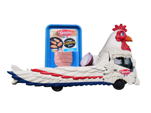 Char 'La cocotte Express" avec le packaging du filet de poulet tranché Cuisson Express Le Gaulois
