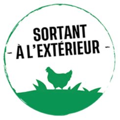 Logo Le Gaulois "Sortant à l’extérieur", démarche s’engageant à ce que les volailles sortent à l’extérieur, tous les jours pour améliorer le bien-être animal, préserver la santé des volailles et respecter l’environnement